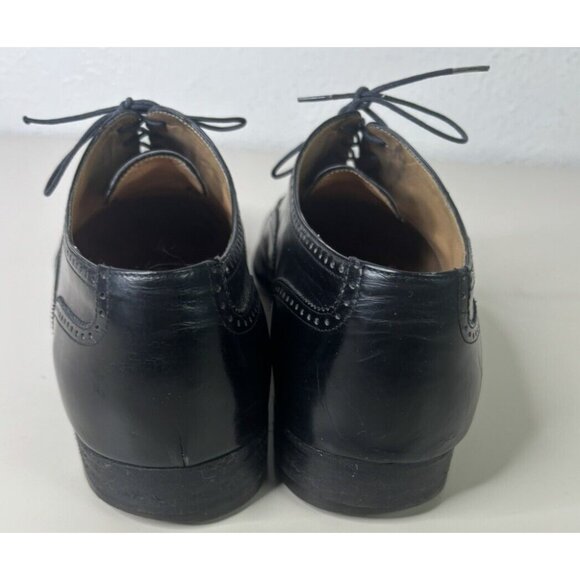 Salvatore Ferragamo Men 10 D Black Leather Wingtip Lace-Up Oxford Dress Shoe GUC main image 14
